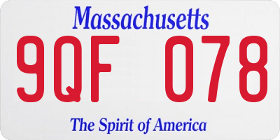 MA license plate 9QF078