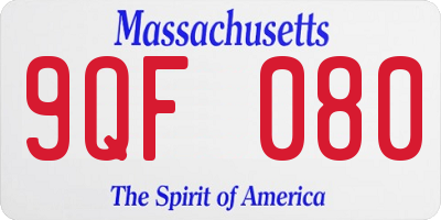 MA license plate 9QF080