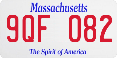 MA license plate 9QF082