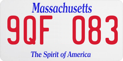 MA license plate 9QF083