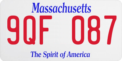 MA license plate 9QF087