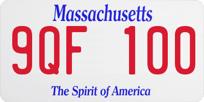 MA license plate 9QF100