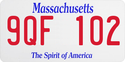 MA license plate 9QF102