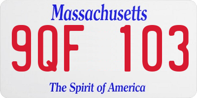 MA license plate 9QF103