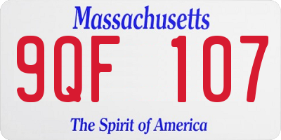 MA license plate 9QF107