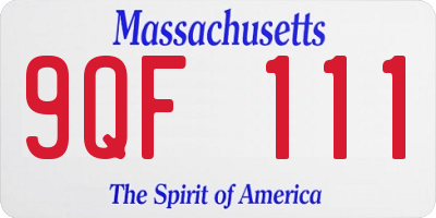 MA license plate 9QF111