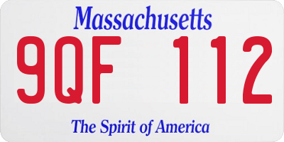 MA license plate 9QF112