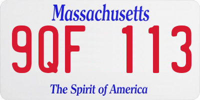 MA license plate 9QF113