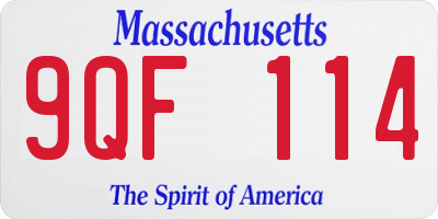 MA license plate 9QF114