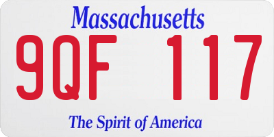 MA license plate 9QF117