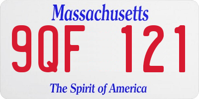 MA license plate 9QF121