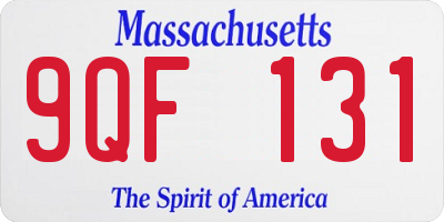 MA license plate 9QF131
