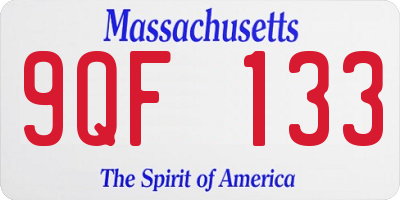 MA license plate 9QF133