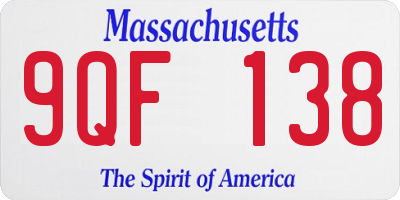 MA license plate 9QF138