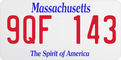 MA license plate 9QF143