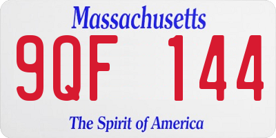 MA license plate 9QF144