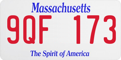 MA license plate 9QF173