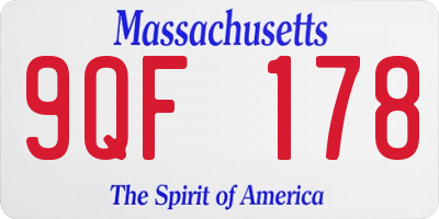 MA license plate 9QF178
