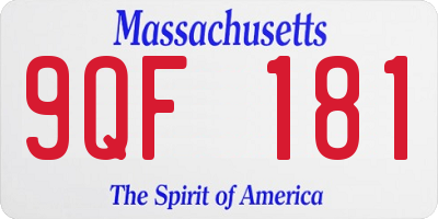 MA license plate 9QF181