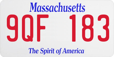 MA license plate 9QF183