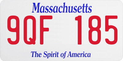 MA license plate 9QF185