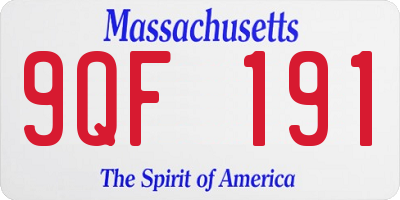 MA license plate 9QF191