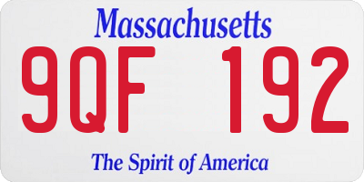 MA license plate 9QF192