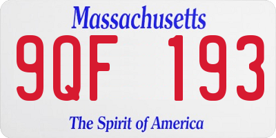 MA license plate 9QF193