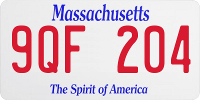 MA license plate 9QF204