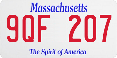 MA license plate 9QF207