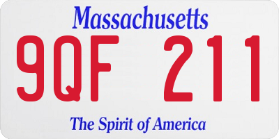 MA license plate 9QF211