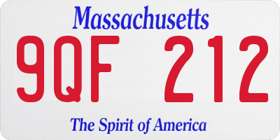 MA license plate 9QF212