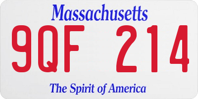 MA license plate 9QF214