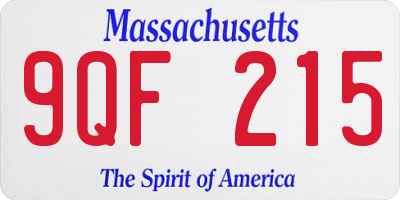 MA license plate 9QF215