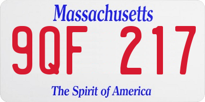 MA license plate 9QF217