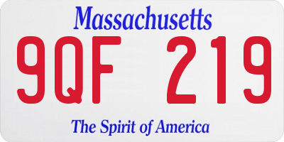 MA license plate 9QF219