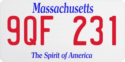 MA license plate 9QF231