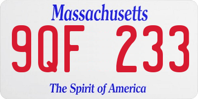 MA license plate 9QF233
