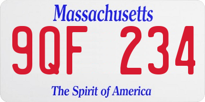 MA license plate 9QF234