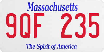 MA license plate 9QF235