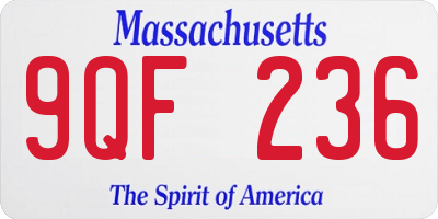 MA license plate 9QF236