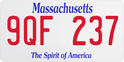 MA license plate 9QF237