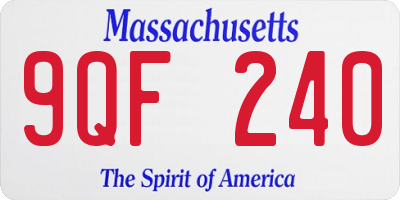 MA license plate 9QF240