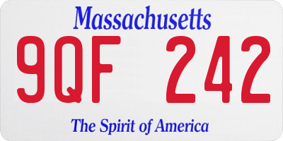 MA license plate 9QF242