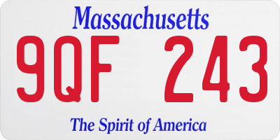 MA license plate 9QF243