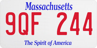 MA license plate 9QF244