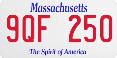 MA license plate 9QF250