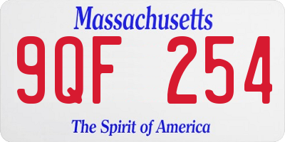 MA license plate 9QF254