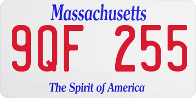 MA license plate 9QF255