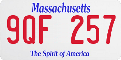 MA license plate 9QF257